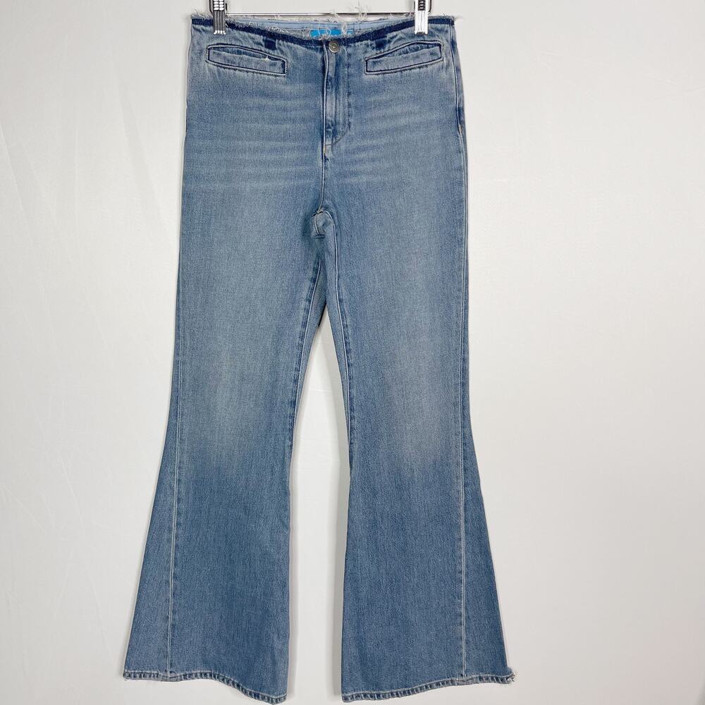 MiH Jeans Womens 26 Marrakesh Kick Flare Jeans Light Wash Cut Waist Cotton